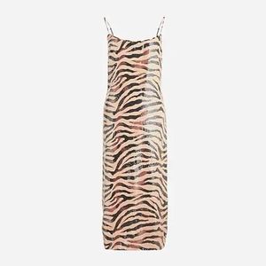 JCREW Gwyneth sequin slip dress in zebra stripe Item BK990 Size 12 Sandy Beach